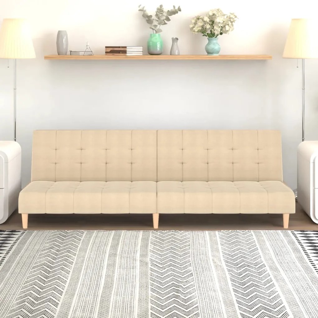 337346 vidaXL Sofá-cama de 2 lugares tecido cor creme