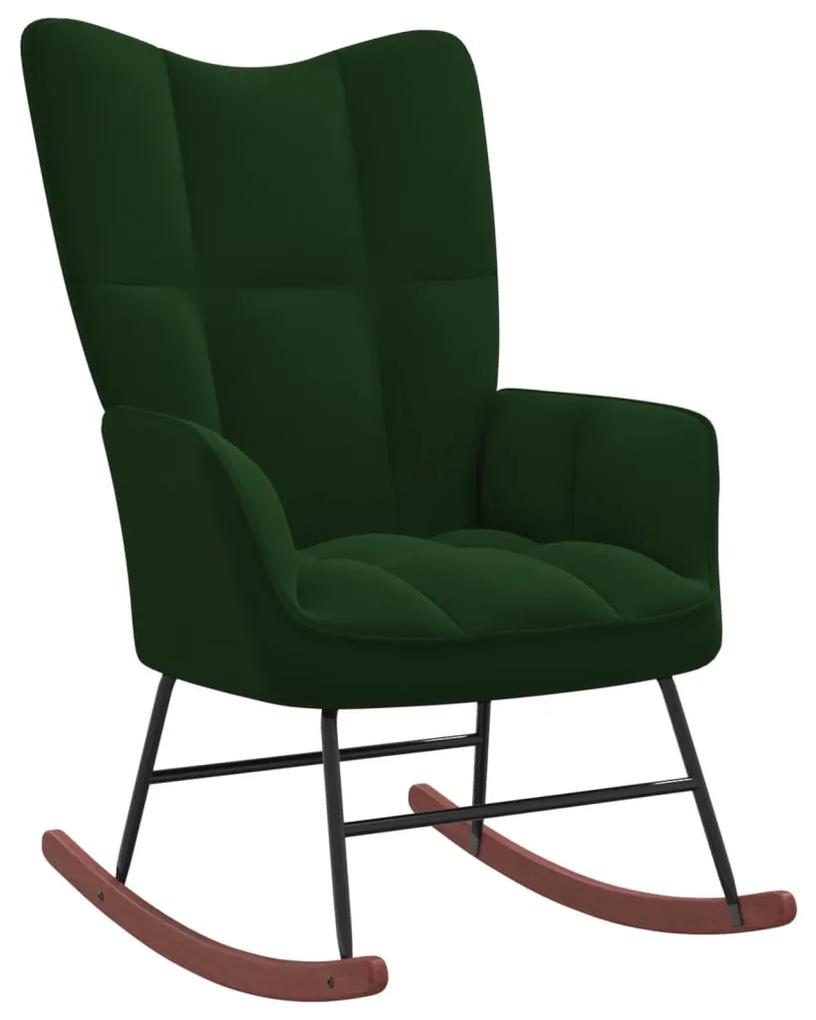 328141 vidaXL Cadeira de baloiço veludo verde-escuro