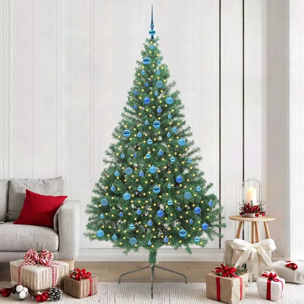 vidaXL Árvore de Natal Artificial Pré-iluminada Verde 240 cm PVC