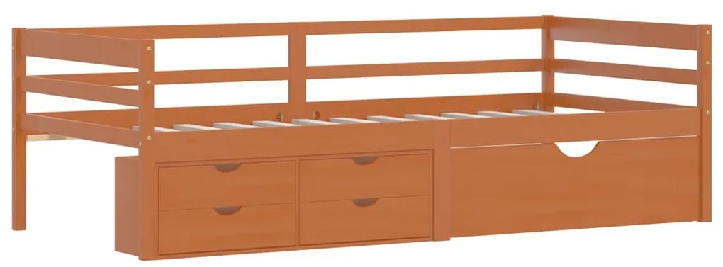 Cama com gavetas e móvel 90x200 cm pinho maciço castanho-mel