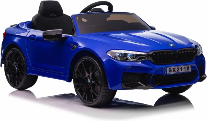 Carro elétrico para crianças até aos 5 anos BMW M5, 24V, Pneus Borracha, Bateria lítio, Controle remoto Azul