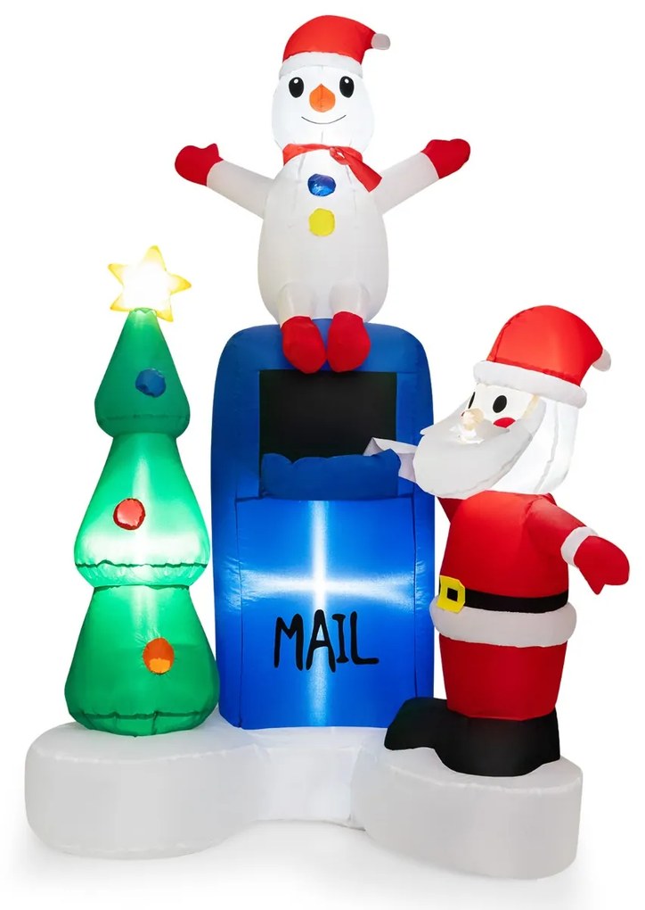 Insuflável de Natal Caixa de correio iluminada, Pai Natal, Boneco de neve e Árvore de Natal com luzes LED 112 x 95 x 185 cm