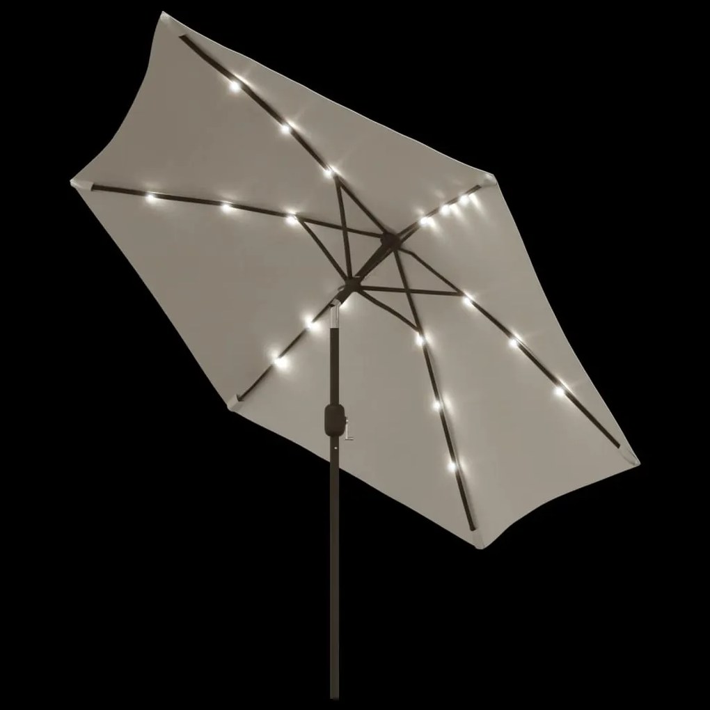 Guarda-sol de jardim cantilever com luzes LED 3 m branco areia