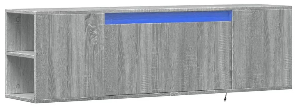 Móvel de parede p/ TV c/luzes LED 135x31x39,5cm cinzento sonoma