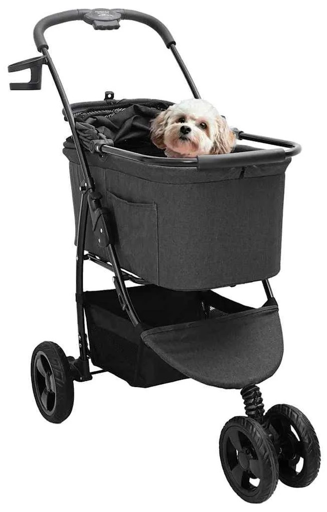 Carrinho de Pet Dobrável Preto 78 x 54 x 101 cm Tecido Oxford