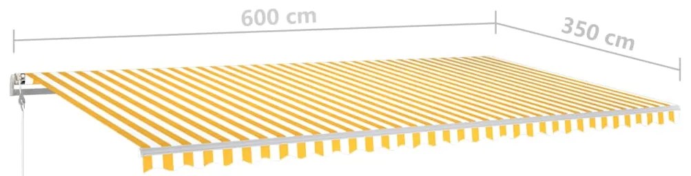 Toldo retrátil manual com LED 6x3,5 m amarelo e branco