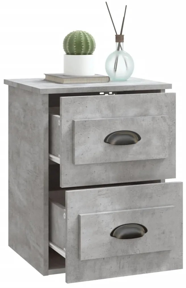 Mesa de cabeceira de parede 41,5x36x53 cm cinzento cimento