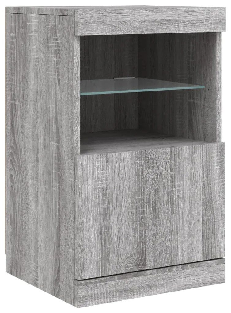 Aparador com luzes LED 164x37x67 cm cinzento sonoma