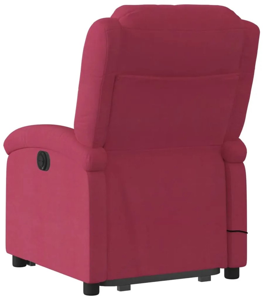 Poltrona elevatória de massagens veludo vermelho tinto