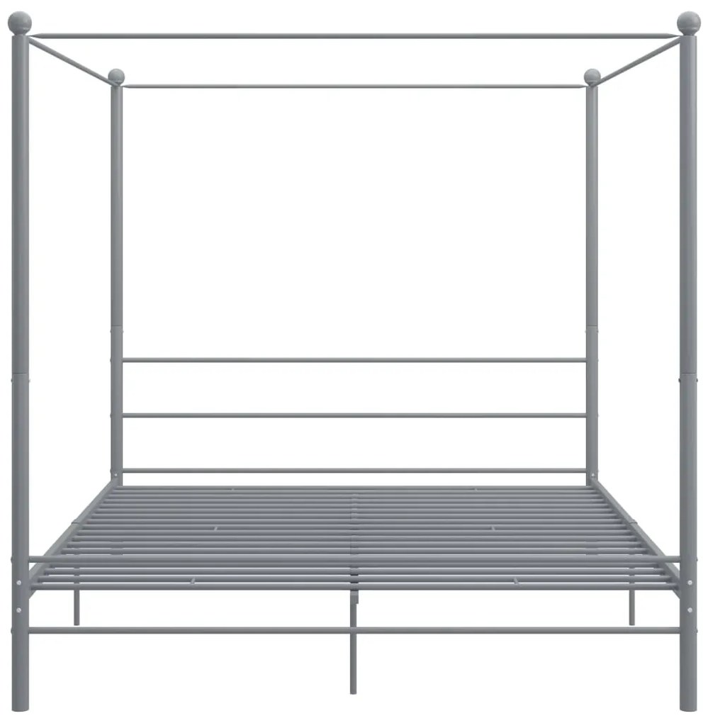 Estrutura de cama com dossel 200x200 cm metal cinzento