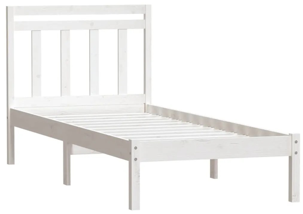 Estrutura de cama solteiro 90x190 cm madeira maciça branco