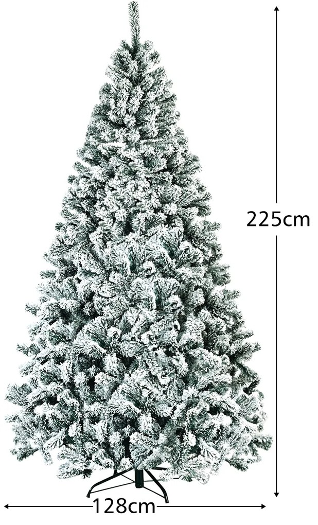 Árvore de Natal efeito neve não iluminada de 2,25 m com dobradiças e decoração de base de metal para escritório Casa Verve