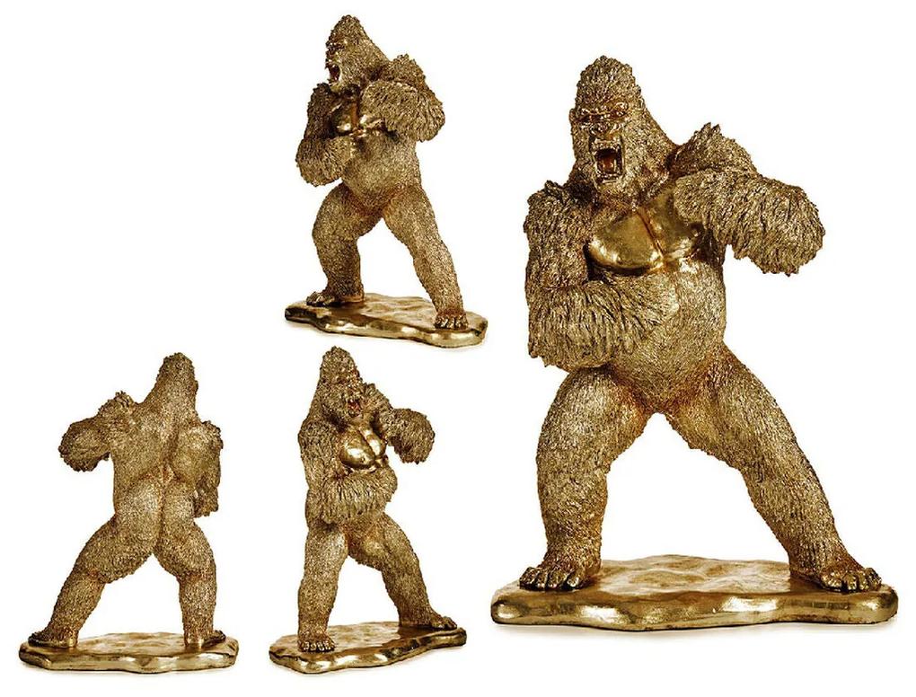 Figura Decorativa Gorila Dourado Resina (25 x 56 x 42 cm)