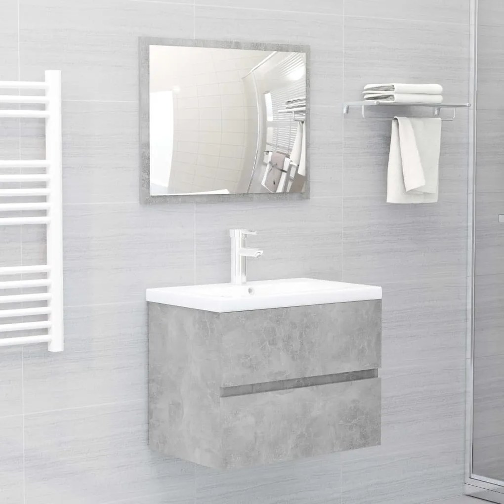 vidaXL 2 pcs conj. móveis casa de banho contraplacado cinzento cimento