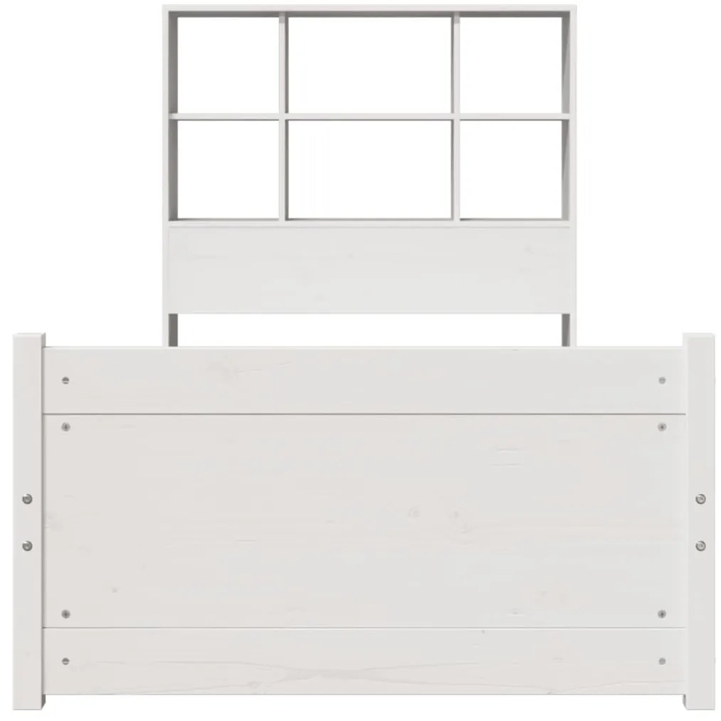 Cama com estante sem colchão 90x190 cm pinho maciço branco