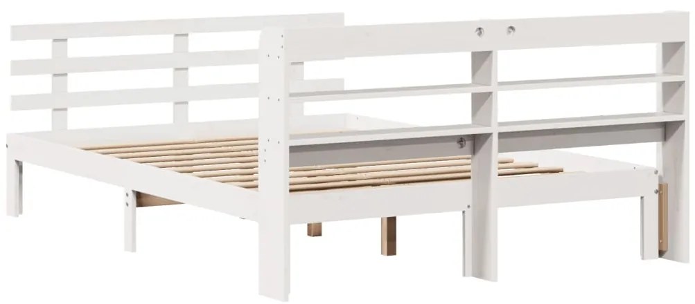 Estrutura de cama c/ cabeceira sem colchão 140x190 cm branco