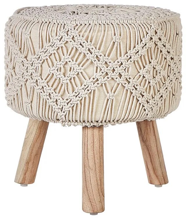 Tamborete em algodão estilo macramé creme MANZAI Beliani