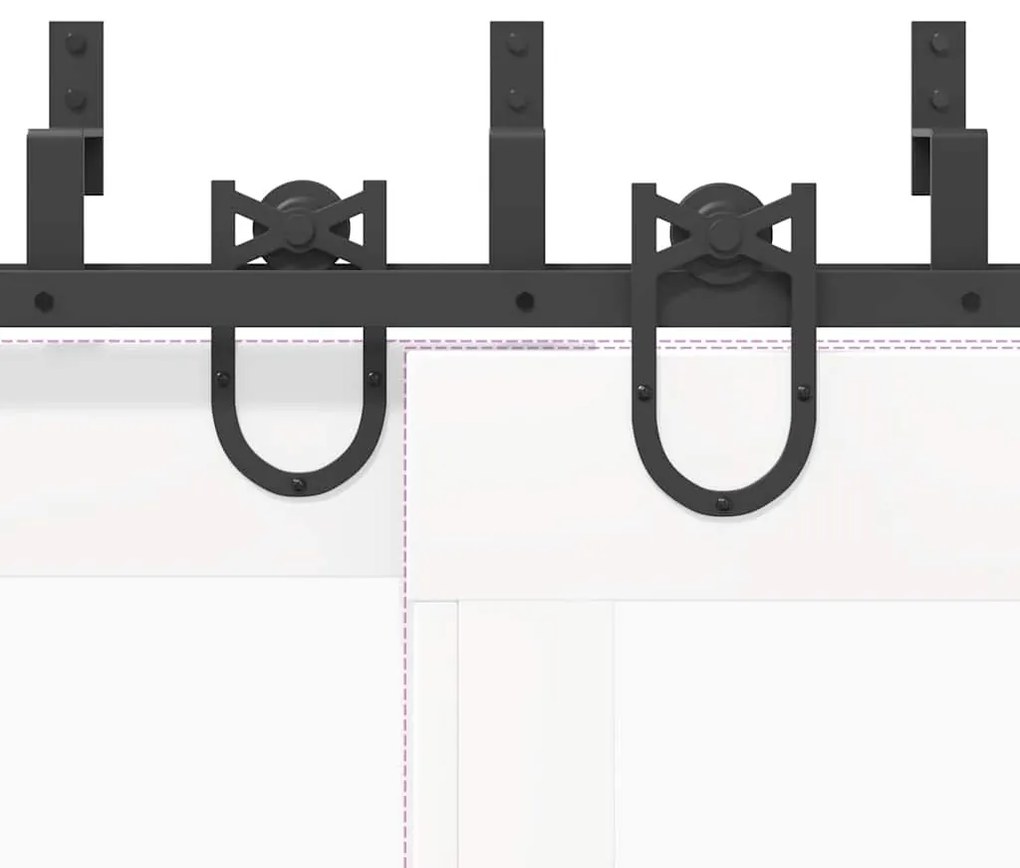 Kit de ferragens para porta deslizante 400 cm aço preto