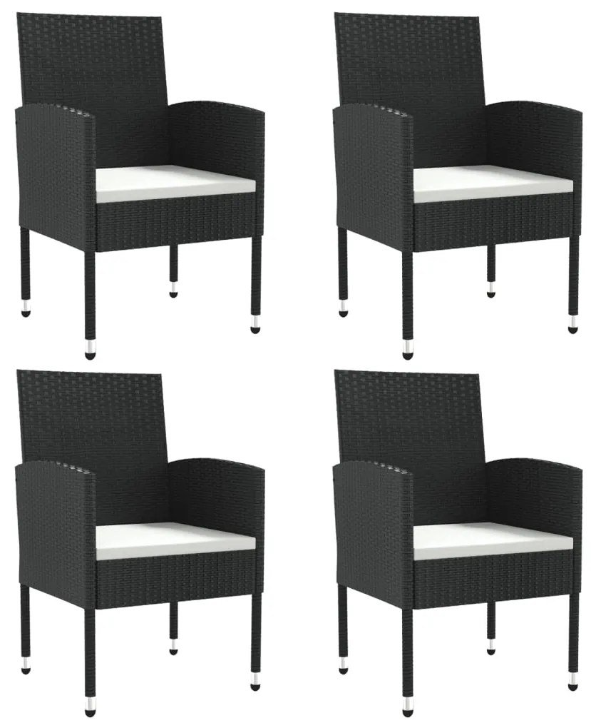 5 pcs conjunto de jantar para jardim vime PE e aço preto