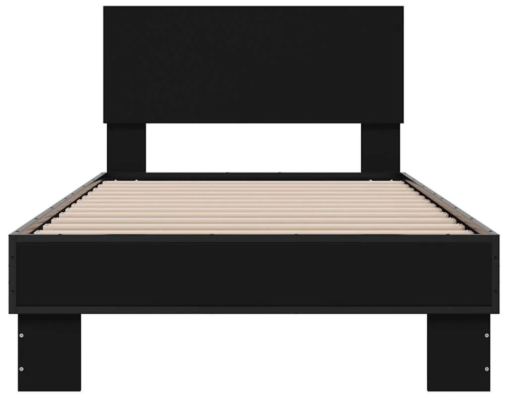 Estrutura de cama 75x190 cm derivados de madeira e metal preto