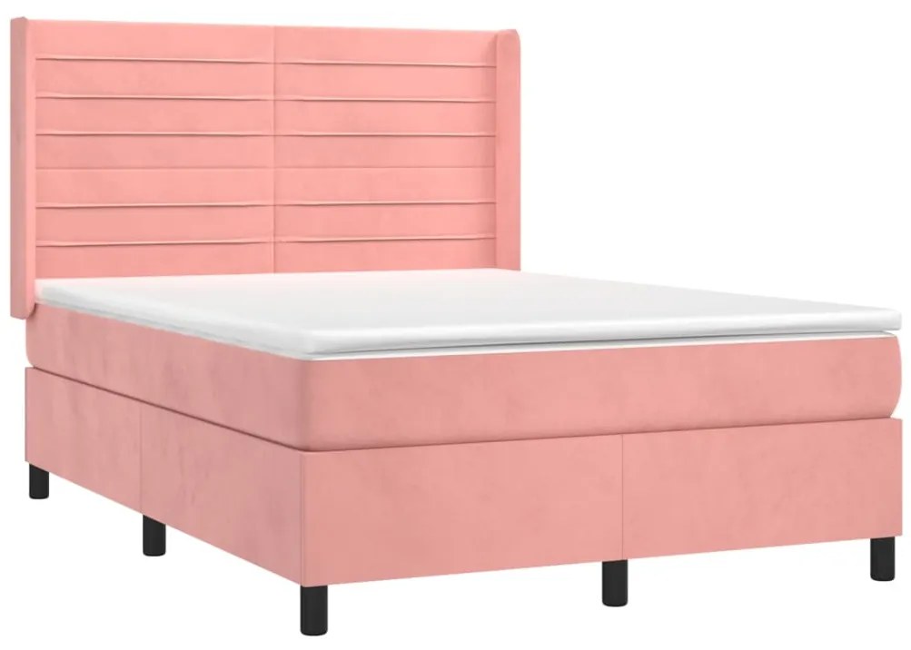 Cama com molas/colchão 140x200 cm veludo rosa