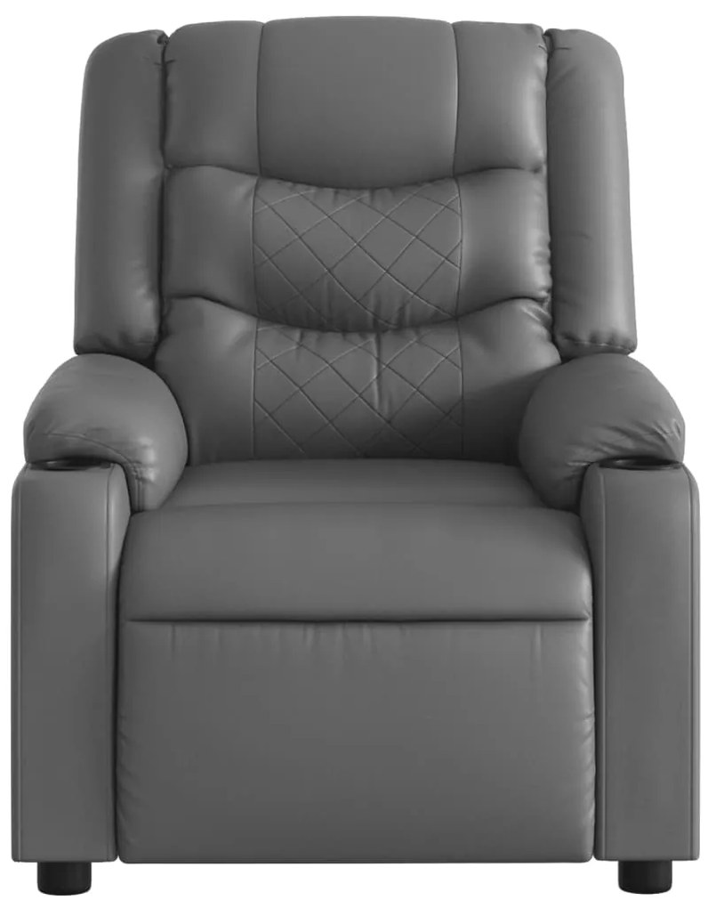 Poltrona de massagens reclinável couro artificial cinzento