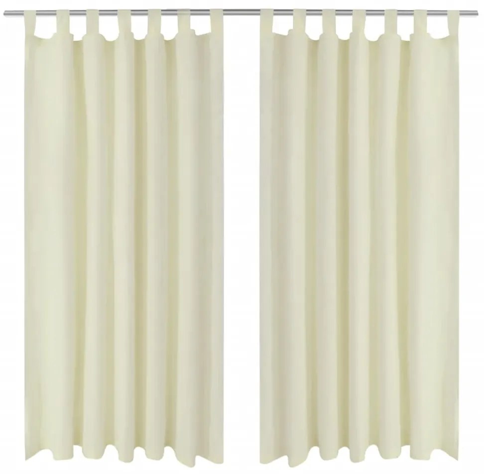 Cortinas de cetim com laços, 2 pcs, creme 140 x 225 cm