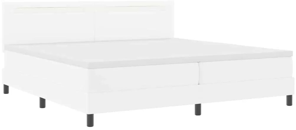 Cama Box com Colchão Branca 200x200 cm em Couro Sintético