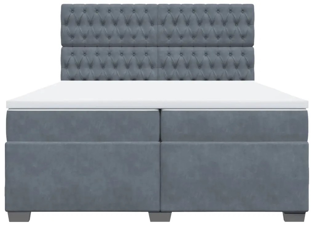 Cama com molas/colchão 200x200 cm veludo cinzento-escuro