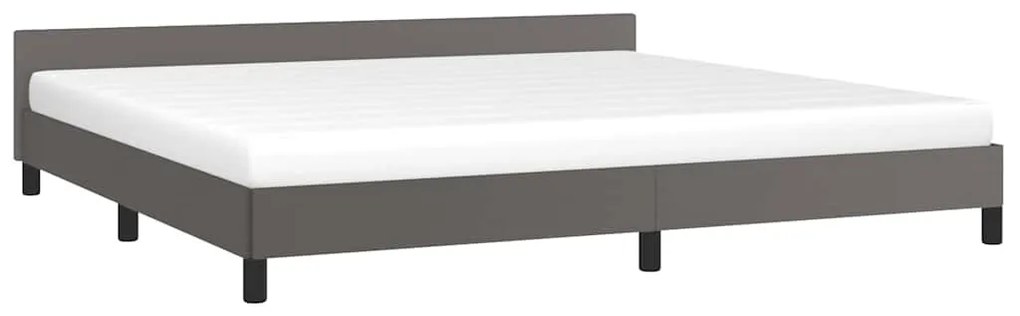 Estrutura cama c/ cabeceira sem colchão 200x200 cm cinzento