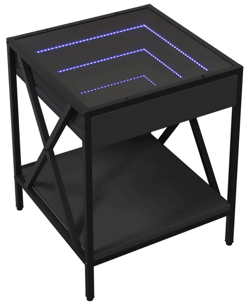 Mesa de centro com luzes LED Infinity 40x40x49 cm preto
