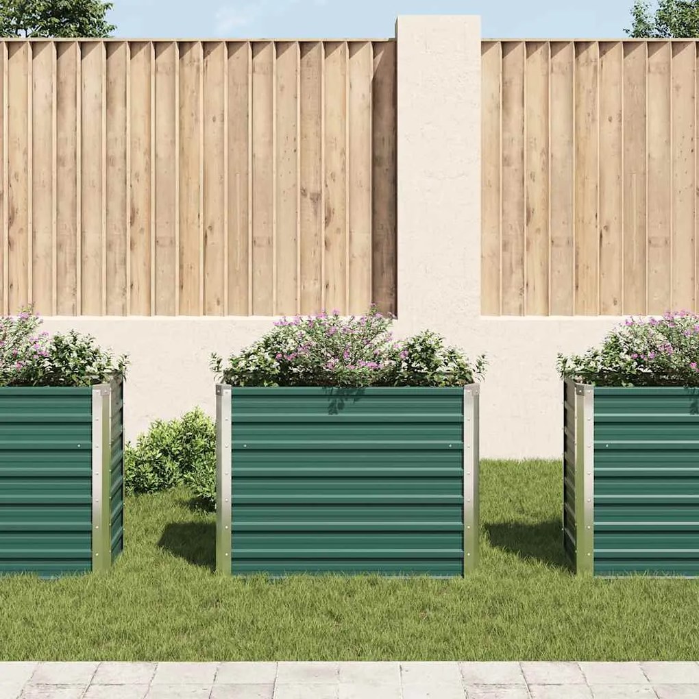 Canteiro elevado de jardim aço galvanizado 100x40x77 cm verde