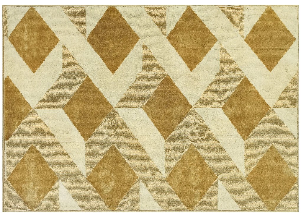 Tapete Sala de Estar 170x120 cm Tapete Lavável na Máquina de Lavar Pelo Curto Estilo Moderno Creme e Castanho Claro