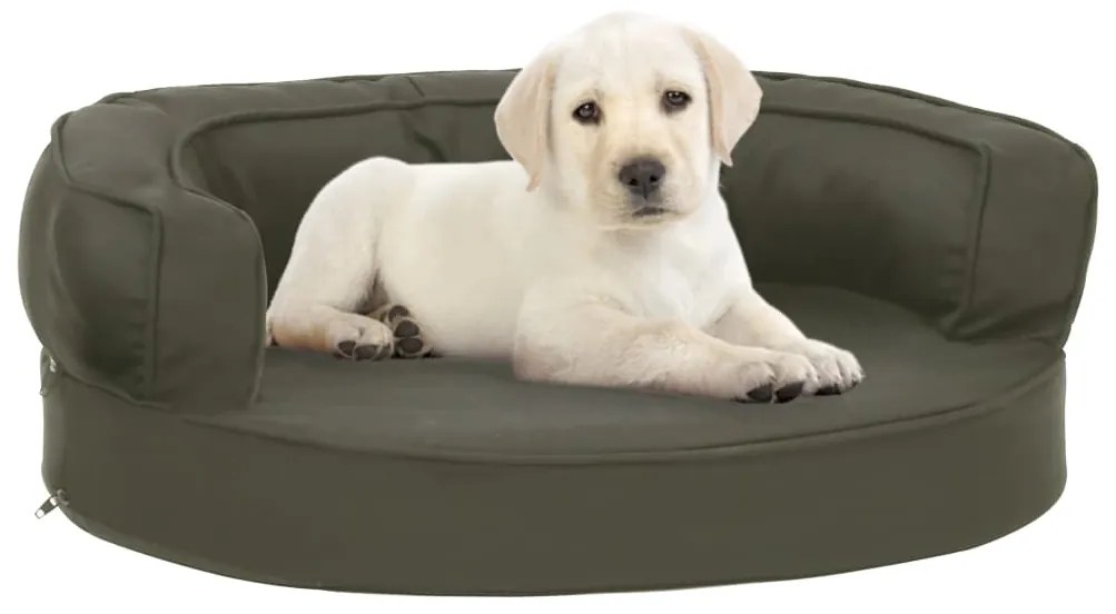 vidaXL Cama para cães ergonómica 60x42cm aspeto linho cinzento-escuro