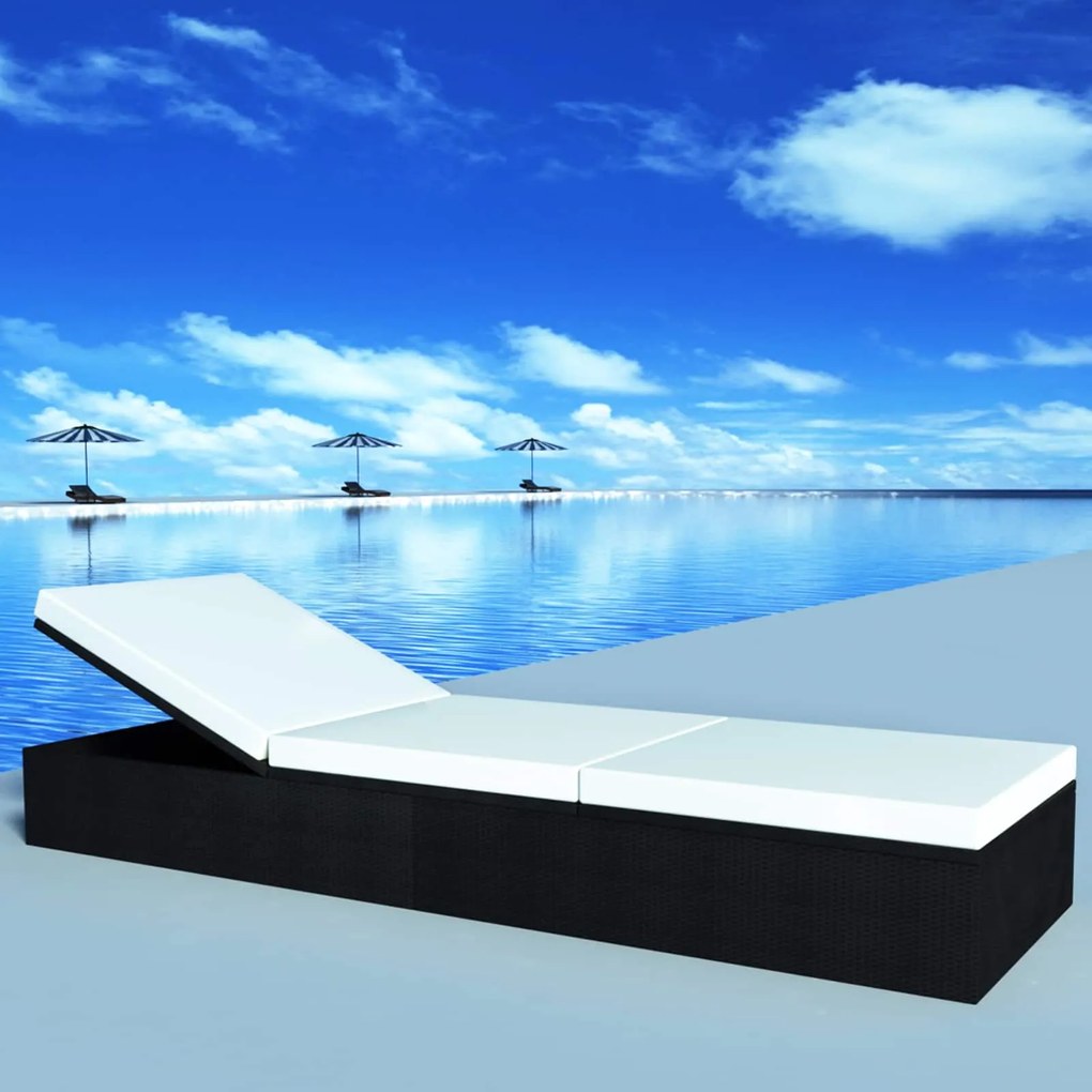 vidaXL Espreguiçadeira Preto vime PE