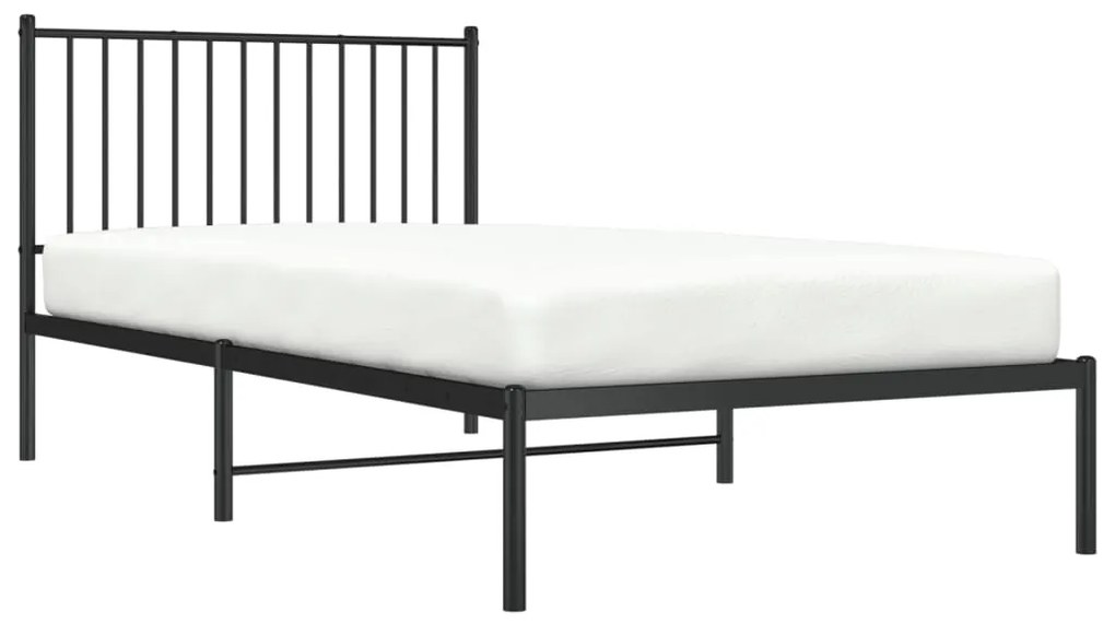 Estrutura de cama com cabeceira 100x200 cm metal preto