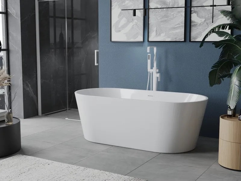 Mexen Luna banheira independente 140 x 75 cm, branca, com transbordo branco - 52031407500-20