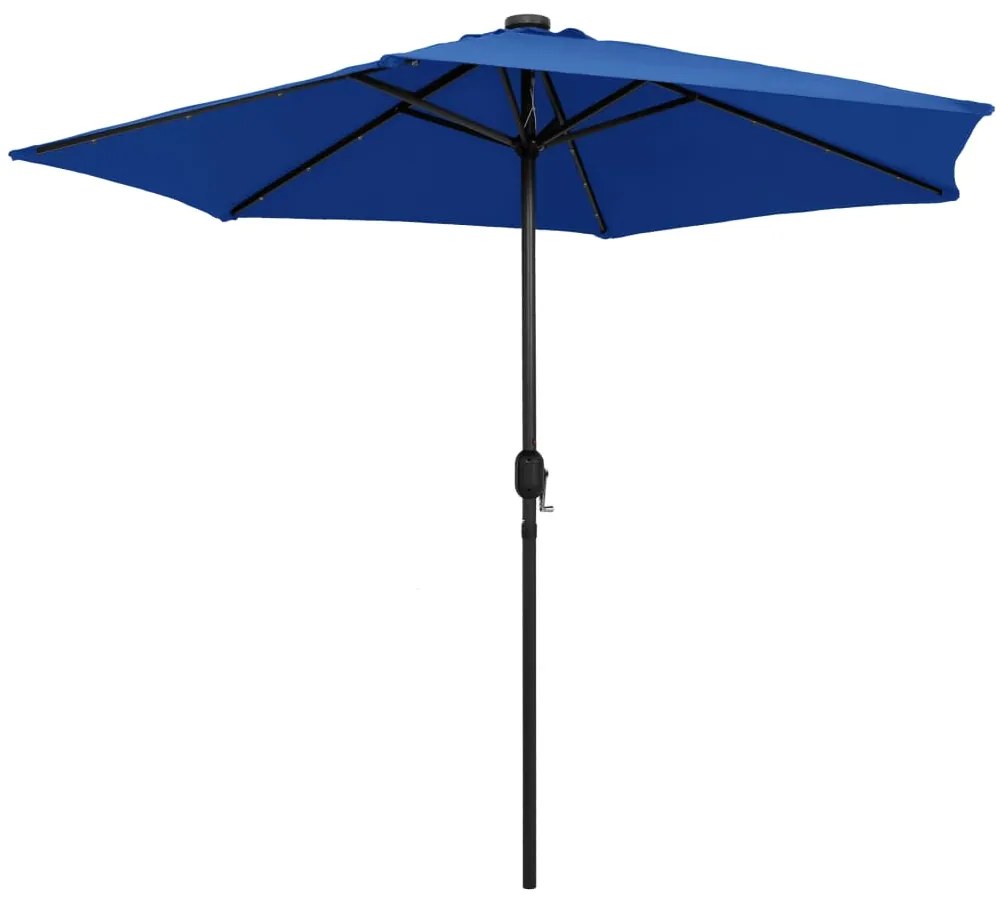Guarda-sol jardim c/ luzes LED/poste alumínio 270 cm azul-ciano