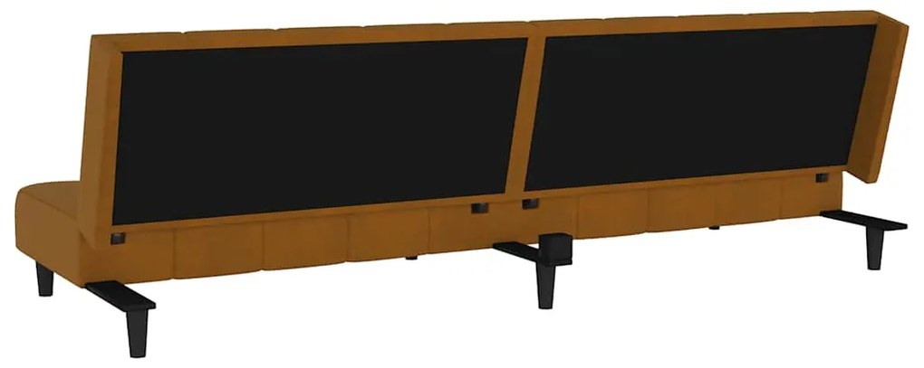 Sofá-cama de 2 lugares veludo castanho
