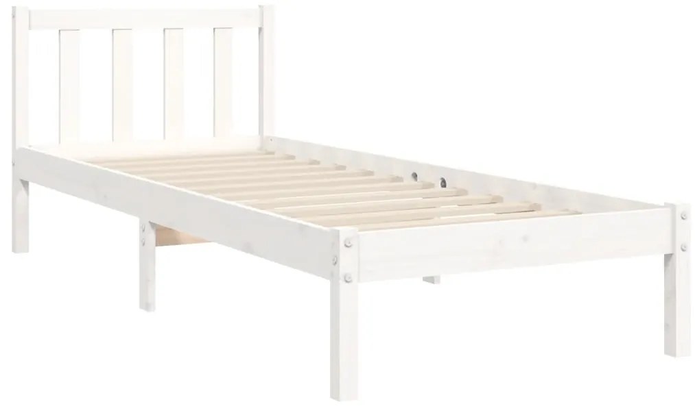 Cama sem colchão 90x200 cm madeira de pinho maciça branco