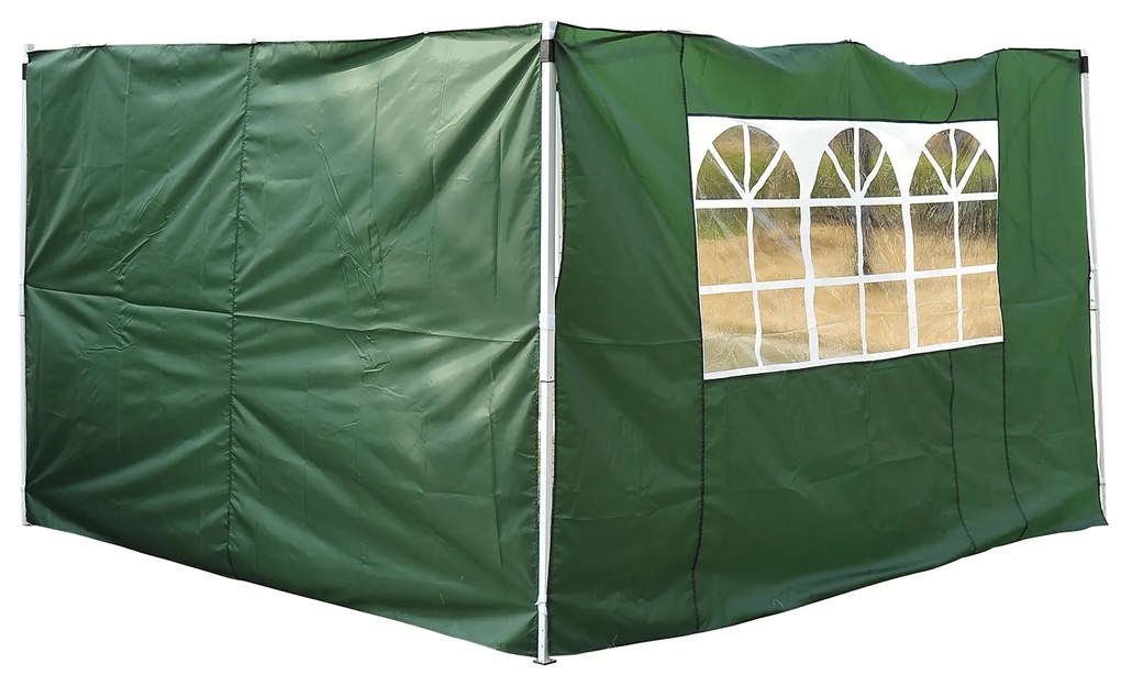 2 paredes Parte lateral para tenda 3x3m lado gazebo A tela impermeável de Oxford com janela mede a obscuridade de 300x200cm - verde escuro