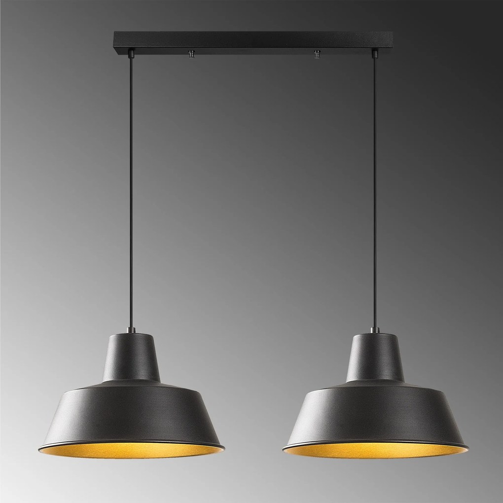 Candeeiro de Teto Saglam – Preto e Dourado – 62 x 30 cm