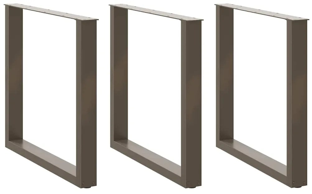 Pés para mesa de jantar em formato de U, 3 peças, aço natural, 80x(72-
