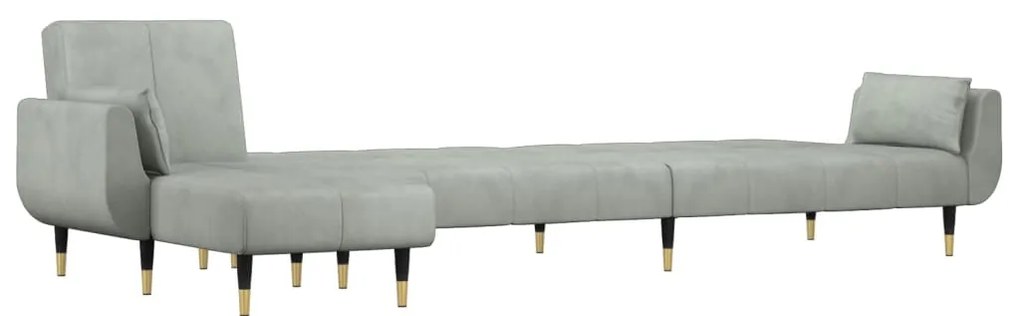 Sofá-cama em forma de L 275x140x70 cm veludo cinzento