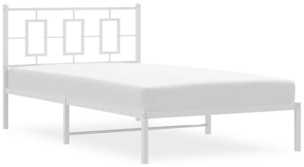 Estrutura de cama em metal com cabeceira 107x203 cm branco