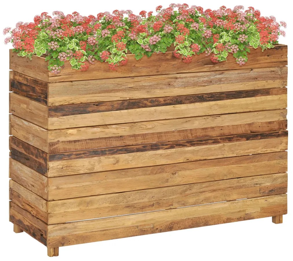 vidaXL Vaso/floreira 100x40x72 cm madeira de teca reciclada e aço