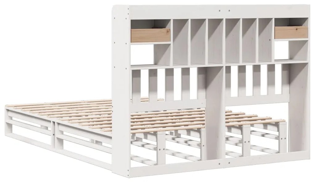 Cama com estante sem colchão 160x200 cm pinho maciço branco