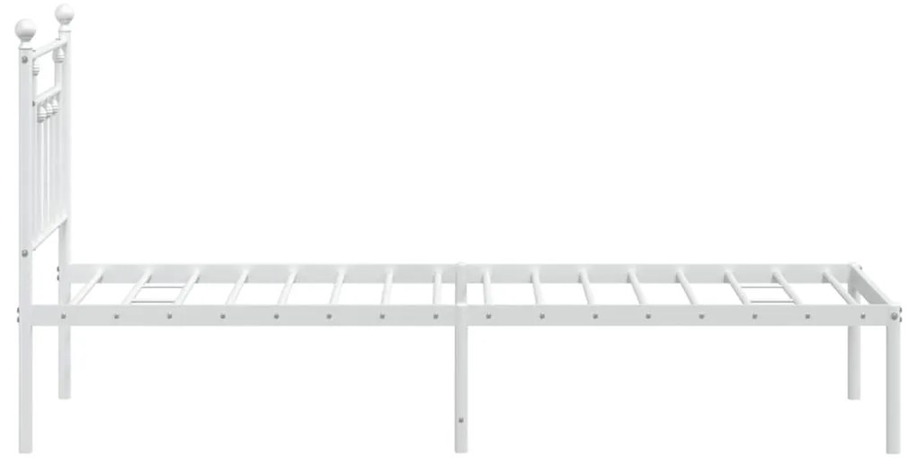 Estrutura de cama com cabeceira 75x190 cm metal branco