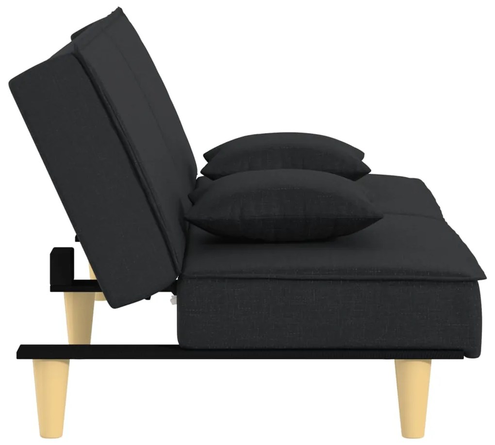 Sofá-cama tecido preto
