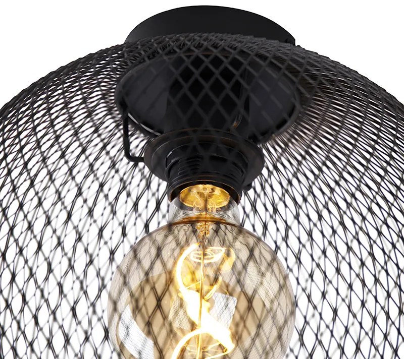 Candeeiro de teto moderno preto 30 cm - Mesh Ball Moderno